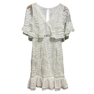 VICI White Flowy Cape Dress Small